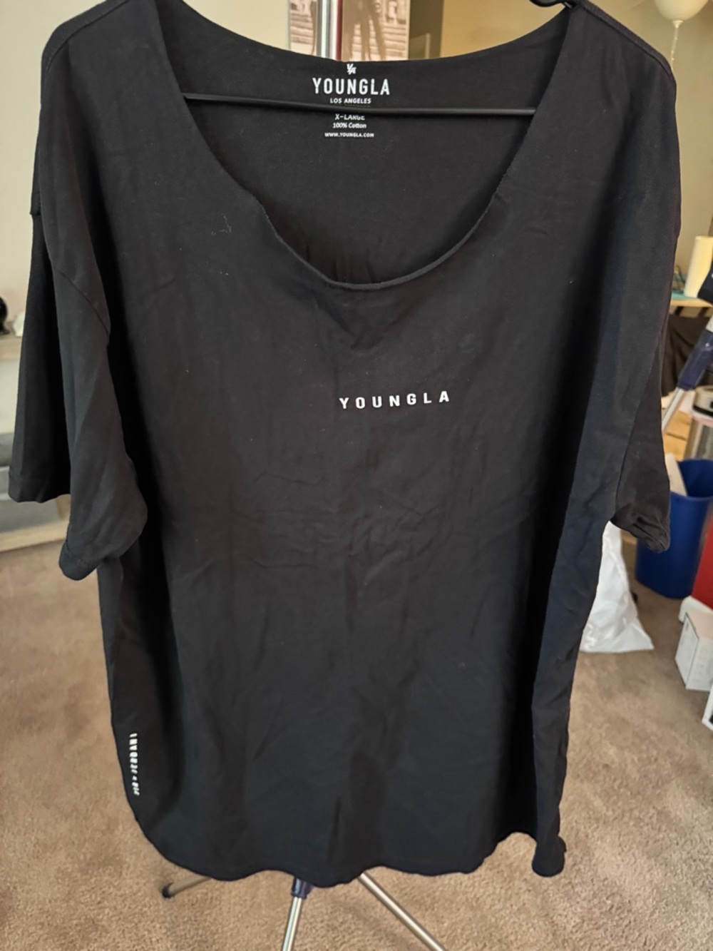 YoungLA Black Men’s Scoop Neck T-Shirt
